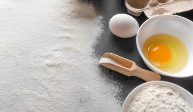 Fresh eggs for baking close-up. Ecological and healthy food.