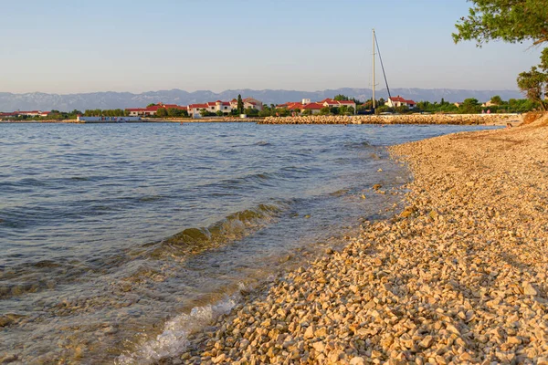 Задар Кроатія Липня 2021 Пляж Заході Сонця Задарі Хорватія — стокове фото
