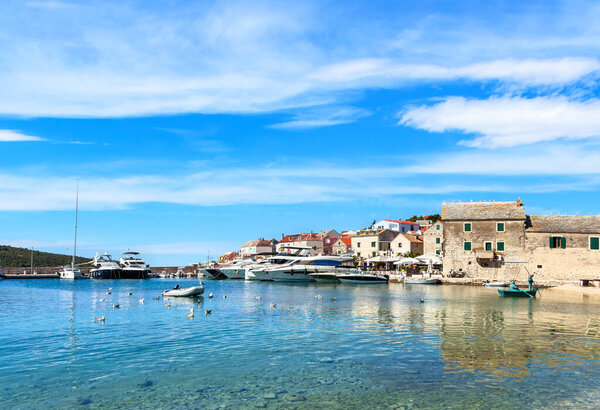 Port in the city of Primosten, Croatia. Photographed in summer.