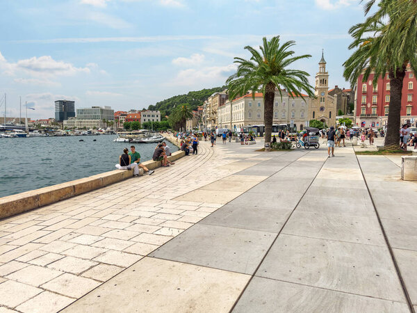 SPLIT, CROATIA - July 24, 2023: Embankment of the city of Split, Croatia.