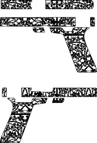 Hand Gun Engraving Template Pattern — Stock Photo, Image