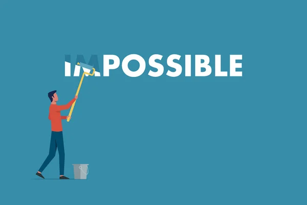 Make Possible Man Erase Word Impossible Concept Impossible Becoming Possible — 스톡 벡터