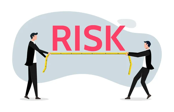Risikobewertung Und Untersuchung Analyse Des Potenziellen Gefährdungsniveaus Zwei Geschäftsleute Messen — Stockvektor