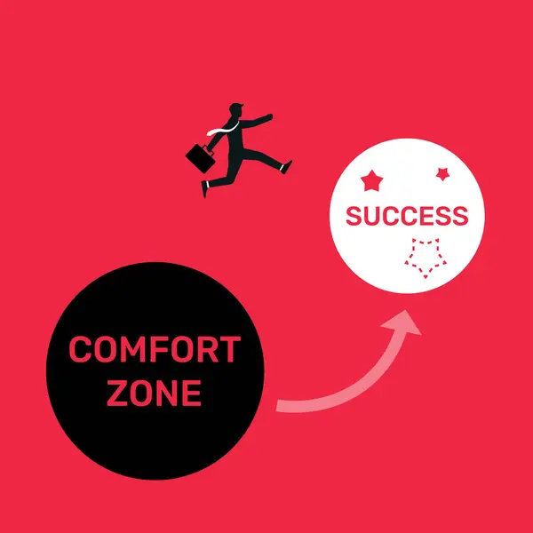 Businessman Exit Comfort Zone Success Dare Step Out Begin New Royalty Free Stock Vectors