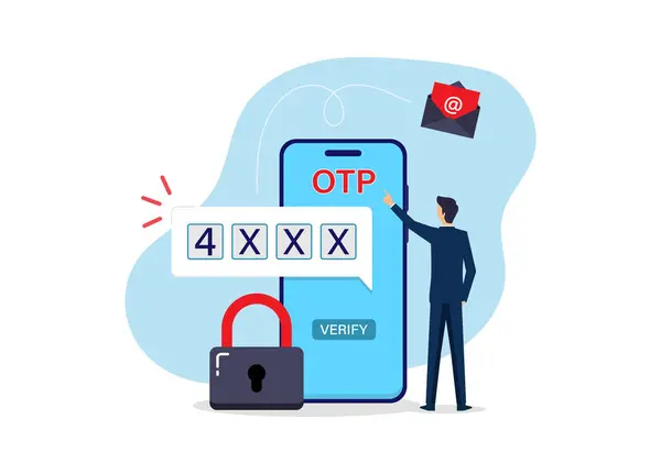 One Time Password Otp Verification Methods Concept Unique Codes Protection — Stockvektor