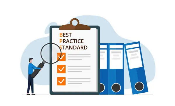 Best Practice Standard Guidelines Developing Solutions Implementing Changes Increase Productivity Stock Illustration