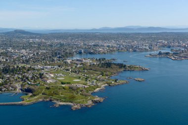 Aerial photo of Esquimalt with Victoria Harbour on the right, Victoria, Vancouver Island, British Columbi clipart