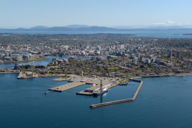 Aerial photograph of Victoria Harbour, the breakwater and the cruse ship docks,  Victoria, Vancouver Island, British Columbi clipart