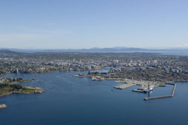 Aerial photo of Victoria Harbour and the cruse ship docks,  Victoria, Vancouver Island, British Columbi clipart