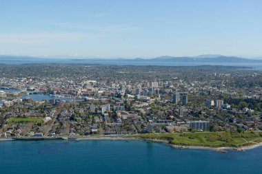 James Bay, Holland Point Park ve Victoria, Victoria, Vancouver Adası 'nın havadan çekilmiş fotoğrafı.