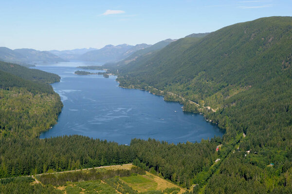 The North Arm of Cowichan Lake. View looking West, Vancouver Island aerial photography, British Columbia, Canada.