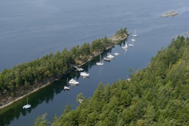 Aerial photo of Princess Bay, Wallace Island Marine Provincial Park, Gulf Islands, British Columbia, Canada. clipart