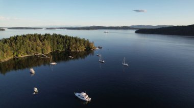 Aerial photo of the anchorage at Russell Island, Gulf Islands National Park, British Columbia, Canada. clipart