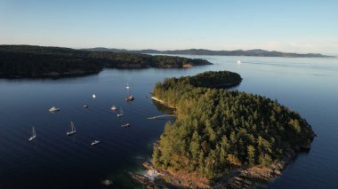 Aerial photo of the anchorage at Russell Island, Gulf Islands National Park, British Columbia, Canada. clipart