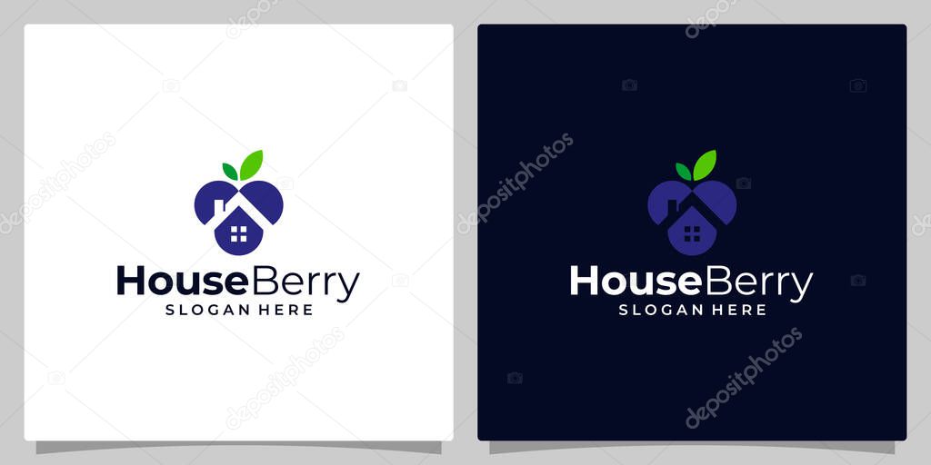 Fruit berry Logo Design Template with house building logo vector design template.