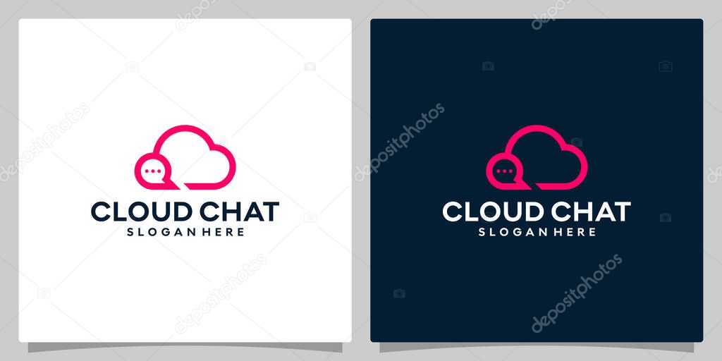 Cloud logo template design with chat bubble logo Vector Design, creative symbol, icon.