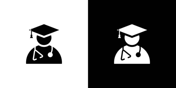 College Graduation Cap Campus Educazione Logo Design Medico Logo Illustrazione — Vettoriale Stock