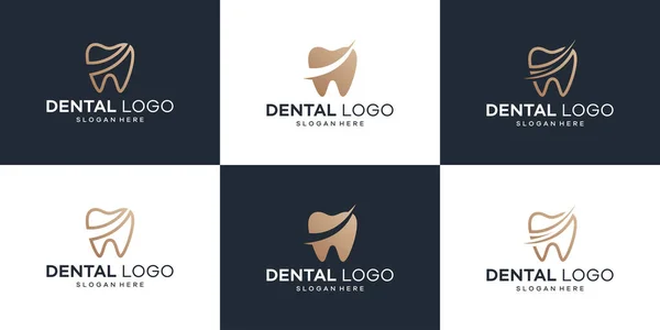 Collection Clinique Dentaire Logo Design Avec Ligne Géométrique Abstrait Logo — Image vectorielle