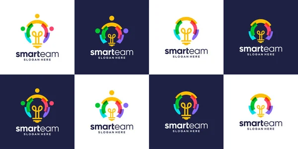 Insamling Smart Team Logotyp Design Människor Familj Tillsammans Mänsklig Enhet — Stock vektor