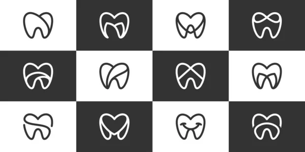 Коллекции Логотипа Стоматологической Клиники Линейным Искусством Простой Минималистский Дизайн Графической — стоковый вектор