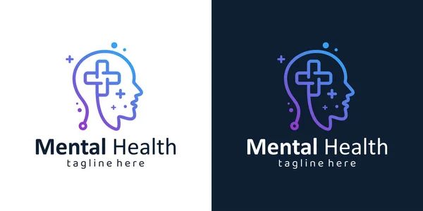 Design Logotypen För Mental Hälsa Symbolen För Psykoterapi Mänskligt Huvud Stockvektor