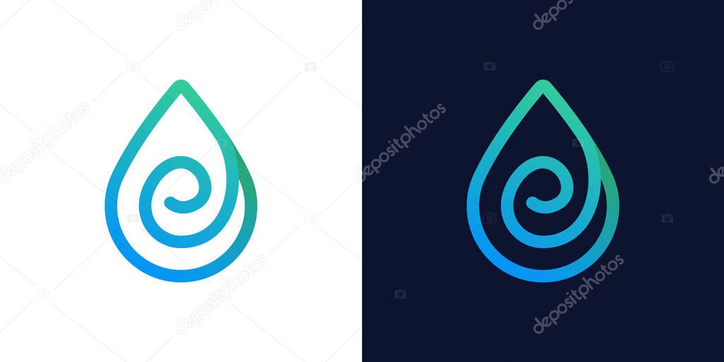 Initial letter e logo design template with water oil graphic design vector illustration. Symbol, icon, creative.