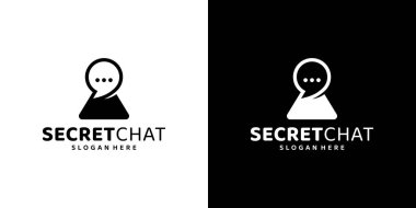 Gizli sohbet logosu tasarım şablonu. Sohbet baloncuğu grafik tasarım vektör illüstrasyonlu anahtar deliği logosu. Sembol, ikon, yaratıcı.