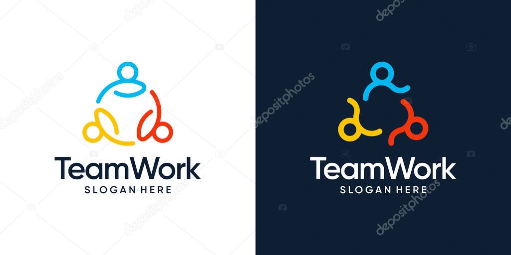 Team work logo design. people family together human unity logo and leadership design graphic vector illustration. Symbol, icon, creative.