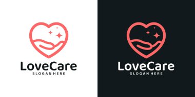 Love 'a logo tasarımı şablonu veriyorum. El grafik tasarım vektörlü kalp aşk logosu. Sembol, ikon, yaratıcı.