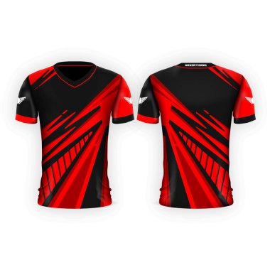 Spor, aşınma, şort, gömlek, vektör illüstrasyonu için gerçekçi tişört şablonu