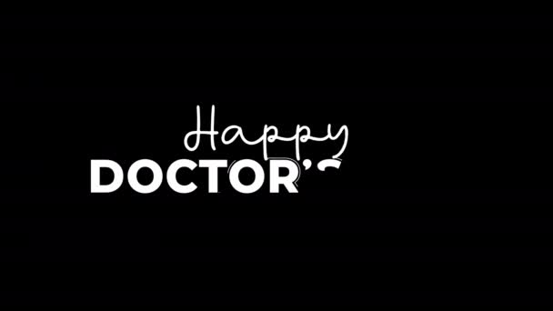 Szczęśliwego Dnia Lekarza Animacja Białym Kolorze Przejrzyste Tło Zielony Ekran — Wideo stockowe