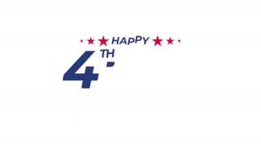 Beyaz arka planda Bağımsızlık Günü Animasyonunuz kutlu olsun. Törenler, selamlar, kutlamalar, afişler ve el ilanları için harika. 4 Temmuz. 4K animasyon görüntüleri