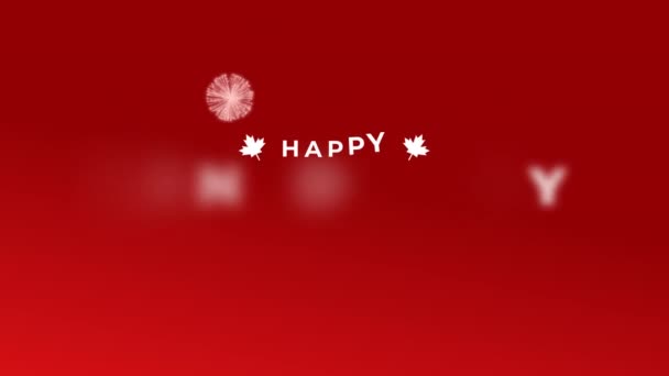 ハッピーカナダデーアニメーションテキストと花火 カナダの誕生日を祝うのに適しています ハッピーカナダデー1月7日アニメーション — ストック動画