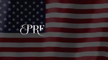 Amerikan bayrağının dalgalandığı Başkanlık Günü Animasyonunuz kutlu olsun. Amerika 'da başkanlar günü etkinliği için harika. 4K animasyon görüntüleri.