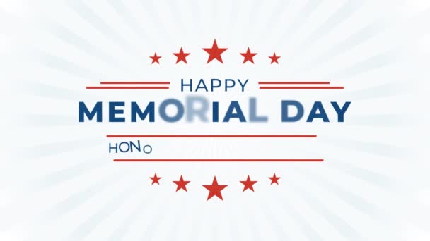 Happy Memorial Day Animation Great Use Memorial Day Event United — Stock Video