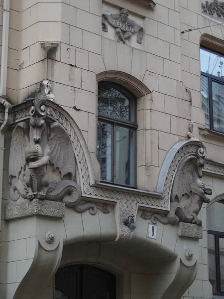 Riga Capitale Lettone Est Connue Pour Ses Nombreux Bâtiments Art — Photo