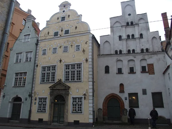Historisk Ensemble Hus Three Brothers Riga Lettland — Stockfoto