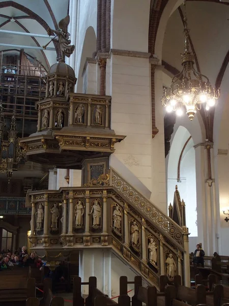 Predikstol Den Berömda Katedralen Mary Cathedral Riga Lettland — Stockfoto