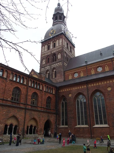 Clocher Célèbre Cathédrale Sainte Marie Riga Lettonie — Photo