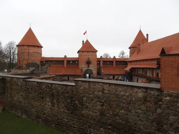 Стіни Фортеці Будівлі Тракайського Замурованого Замку Литві — стокове фото