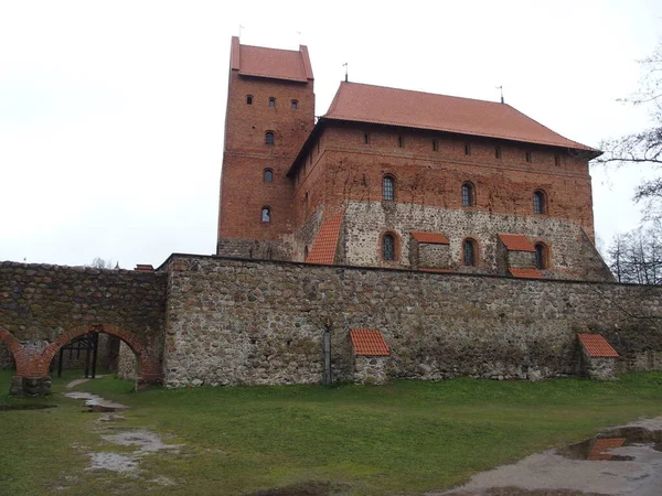 Construção Castelo Trakai Moated Lituânia — Fotografia de Stock