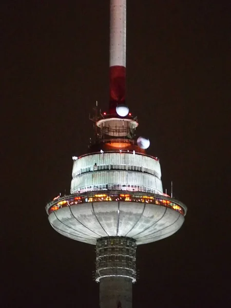 Wieża Telewizyjna Wilnie Litwa Nocy — Zdjęcie stockowe