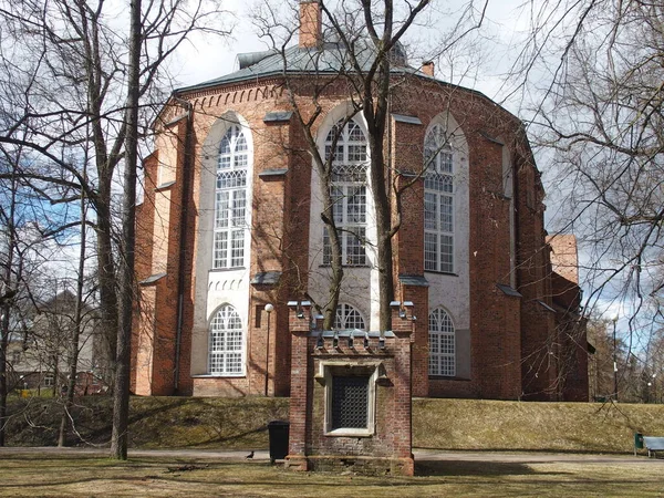 Parte Trasera Las Ruinas Parciales Famosa Catedral Tartu Estonia — Foto de Stock