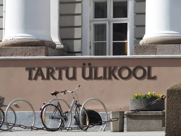 Εσθονικό Όνομα Του Πανεπιστημίου Του Tartu Σχετικά Κεντρικό Κτίριο Του — Φωτογραφία Αρχείου