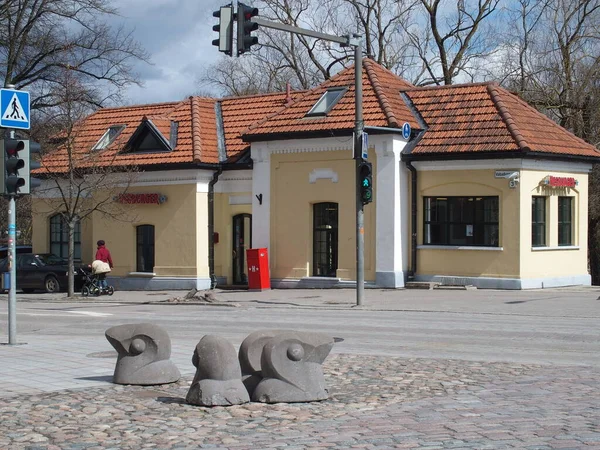 Αντικείμενο Τέχνης Ένα Δρόμο Της Tartu Εσθονία — Φωτογραφία Αρχείου