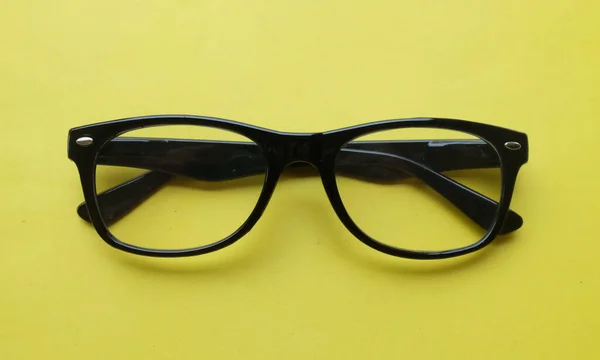 Close Flat Lay Modern Glasses Eyewear Spectacles Glasses Glasses Black — стоковое фото