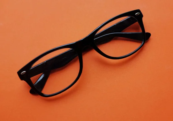 Close Flat Lay Modern Glasses Eyewear Spectacles Glasses Glasses Black — стоковое фото