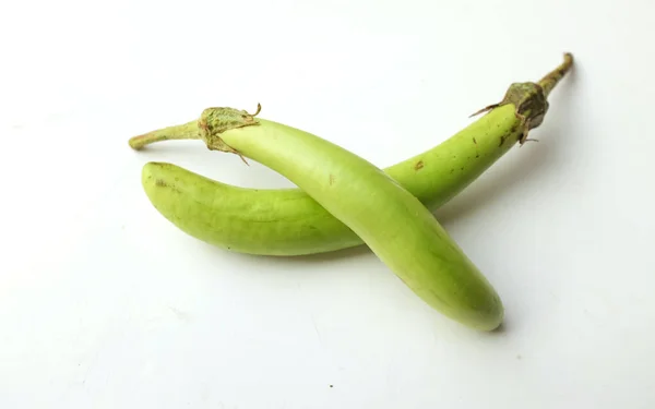 Taze Yeşil Patlıcan Uzun Tayland Patlıcan Yeşil Patlıcan Veya Solanum — Stok fotoğraf