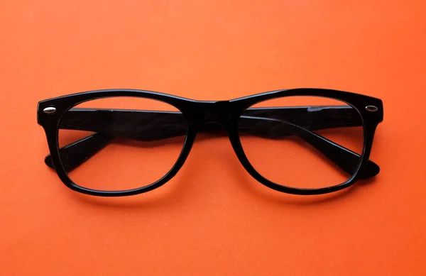 Close Flat Lay Modern Glasses Eyewear Spectacles Glasses Glasses Black — стоковое фото