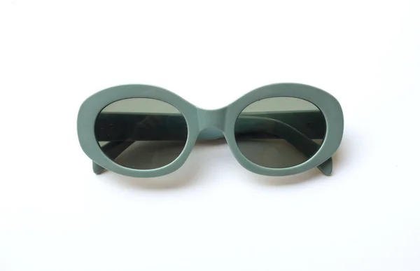 Sunglasses Gray Plastic Frame Isolated White Background Retro Fashion Bold — Stock Photo, Image